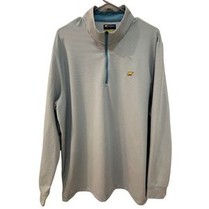 Jack Nicklaus 1/4 zip Mens XL Blue Stripes Performance Golf Pullover Golden Bear
